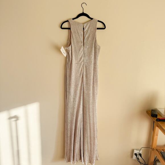 Dessy Collection Rose Gold Soho Metallic Column Front Slide Gown - Size 10 - NWT - Picture 11 of 13